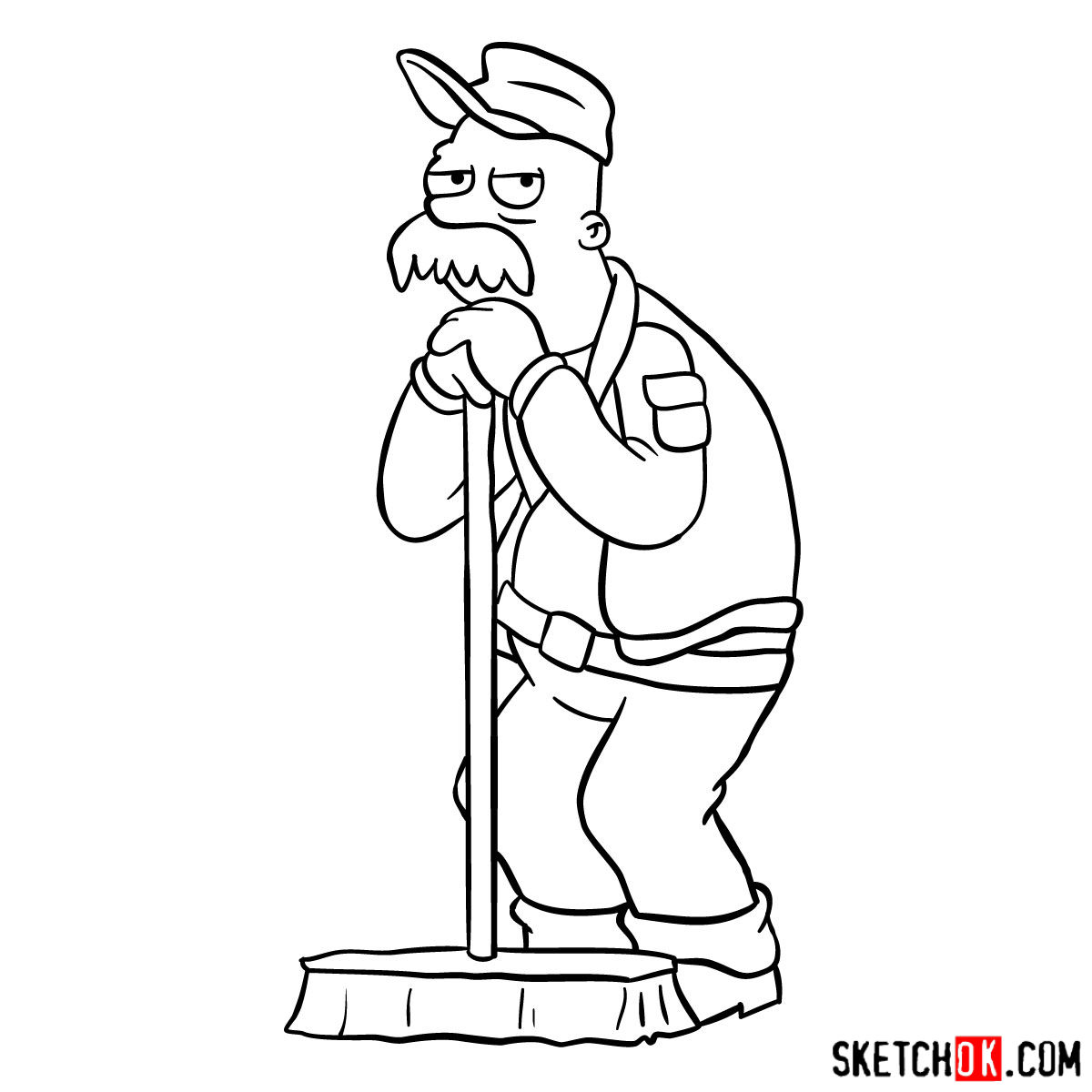 How to draw Scruffy the janitor - step 14